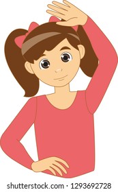 A girl doing exercises (isolated, in vector)