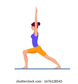 girl doing fitness exercises isolated on white background, vector