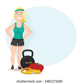 girl doing fitness weight loss vector illustration