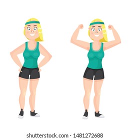 girl doing fitness weight loss vector illustration