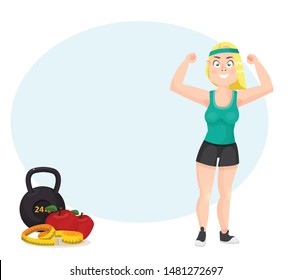 girl doing fitness weight loss vector illustration