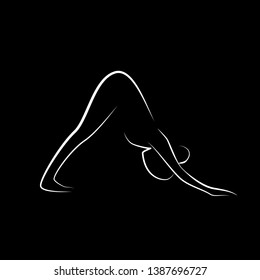 Girl doing fitness in yoga pose, vector.