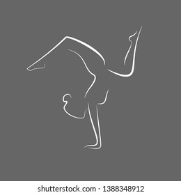 Girl doing fitness in yoga pose, vector.