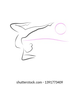 
girl doing fitness in yoga pose on the beach vector