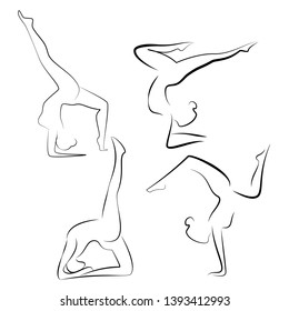 girl doing fitness in yoga poses vector