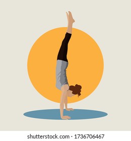 Girl doing a handstand vector illustration