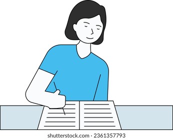 The girl is doing her homework.