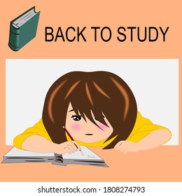Girl doing homework in a notebook