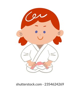 Girl doing karate sitting in seiza position