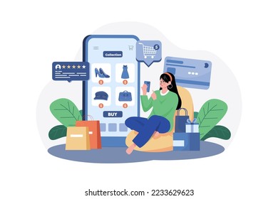 Girl doing online shopping by Smartphone