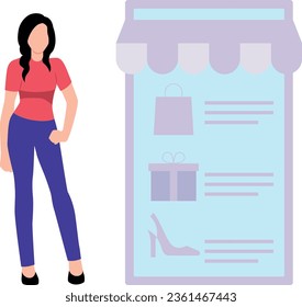 Girl doing online shopping with mobile.