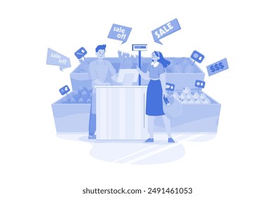 Girl Doing Payment At The Checkout Counter