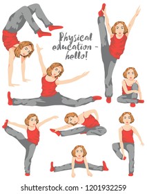 girl doing physical exercise vector