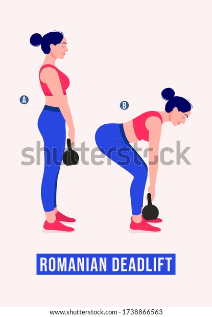 Girl Doing Romanian Deadlift Exercise Woman Stock Vector (Royalty Free ...