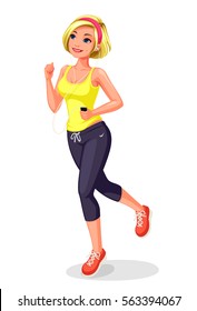 Girl doing running exercise vector illustration