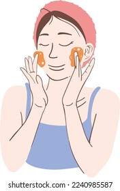 A girl doing skincare routine illustration