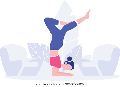 A  girl doing stretching or exercise.