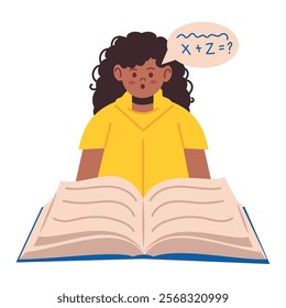 girl doing task maths isolated