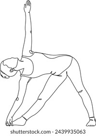 Niña haciendo triángulo yoga pose line art