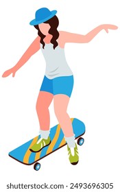 girl doing a trick on a skateboard