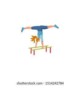 Girl doing twine during street workout vector illustration