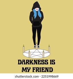 girl doing witchcraft cartoon vector