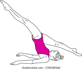 Garota fazendo exercícios, ilustração, vetor no fundo branco.