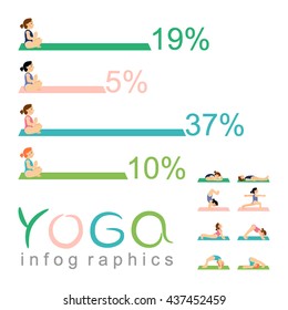 Girl doing yoga asana  infographics white background.  Color and fonts numbers graphics