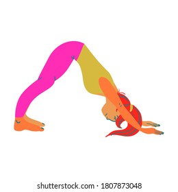 The girl is doing yoga. Beauty, care, hygiene concept clipart. Vector. Flat style.