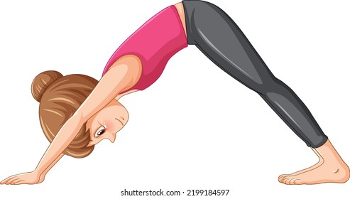 A girl doing yoga cartoon character illustration