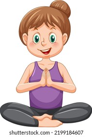 A girl doing yoga cartoon character illustration