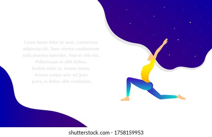 girl is doing yoga. Cosmos web page design