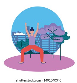Girl doing yoga design, Positive mind fitness and exercise theme Vector illustration