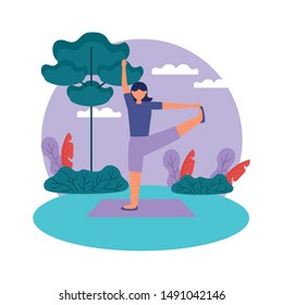 Girl doing yoga design, Positive mind fitness and exercise theme Vector illustration