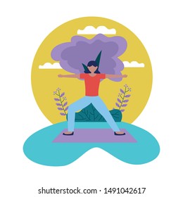 Girl doing yoga design, Positive mind fitness and exercise theme Vector illustration