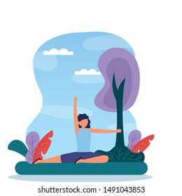 Girl doing yoga design, Positive mind fitness and exercise theme Vector illustration