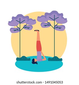 Girl doing yoga design, Positive mind fitness and exercise theme Vector illustration