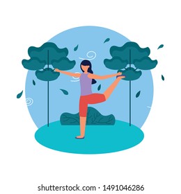 Girl doing yoga design, Positive mind fitness and exercise theme Vector illustration