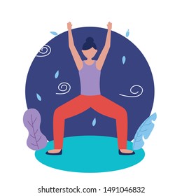 Girl doing yoga design, Positive mind fitness and exercise theme Vector illustration