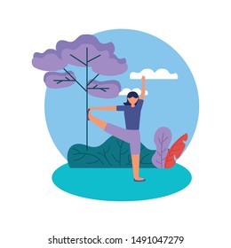 Girl doing yoga design, Positive mind fitness and exercise theme Vector illustration