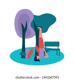 Girl doing yoga design, Positive mind fitness and exercise theme Vector illustration