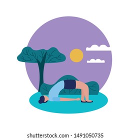 Girl doing yoga design, Positive mind fitness and exercise theme Vector illustration