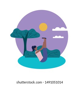 Girl doing yoga design, Positive mind fitness and exercise theme Vector illustration