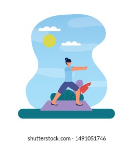 Girl doing yoga design, Positive mind fitness and exercise theme Vector illustration