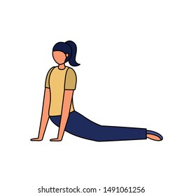 Girl doing yoga design, Positive mind fitness and exercise theme Vector illustration