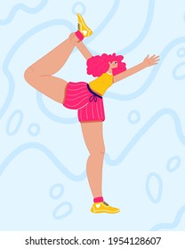 Girl doing yoga exercise. Yoga pose illustration. 
