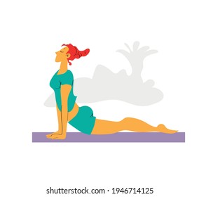
Girl doing yoga exercises - color vector illustration.