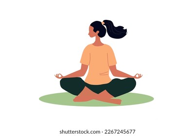 Girl doing yoga, flat design