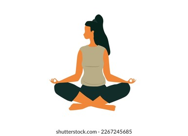 Girl doing yoga, flat design