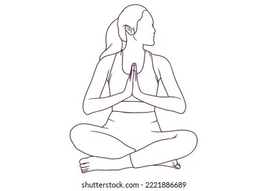 girl doing yoga hand drawn style vector illustration